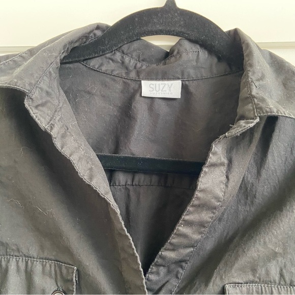 Suzy Shier Y2K Black Button-Up Short Sleeve Blouse - Picture 5 of 14